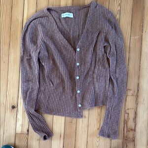 Women's Brown Ribbed cotton cardigan Everlane size small